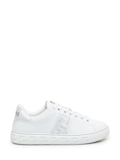 Versace 'greca Crystal Sneakers In White