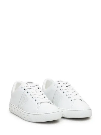 Versace 'greca Crystal Sneakers In White