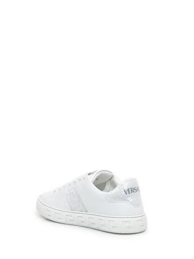 Versace 'greca Crystal Sneakers In White