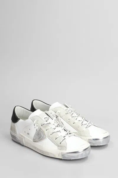 Philippe Model Prsx Low Sneakers In White Leather In White