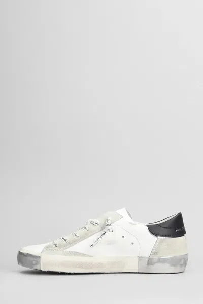 Philippe Model Prsx Low Sneakers In White Leather In White