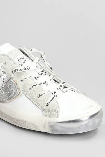 Philippe Model Prsx Low Sneakers In White Leather In White