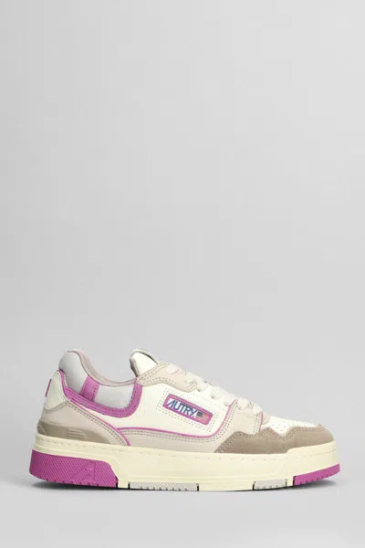 Autry Clc Low Sneakers In Leather Color Suede And Fabric In Leather Color