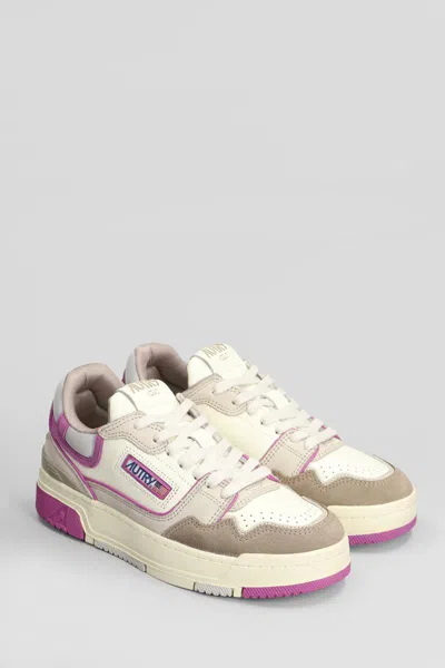 Autry Clc Low Sneakers In Leather Color Suede And Fabric In Leather Color