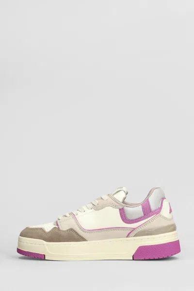 Autry Clc Low Sneakers In Leather Color Suede And Fabric In Leather Color
