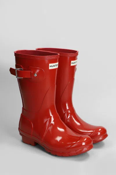 Hunter Original Short Waterproof Rain Boot In Red