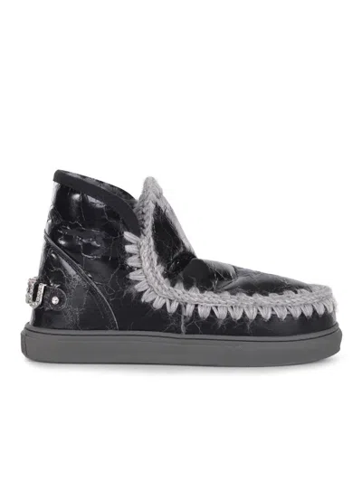 Mou Boots  Sneakers Metal Logo Made In Suede In Black