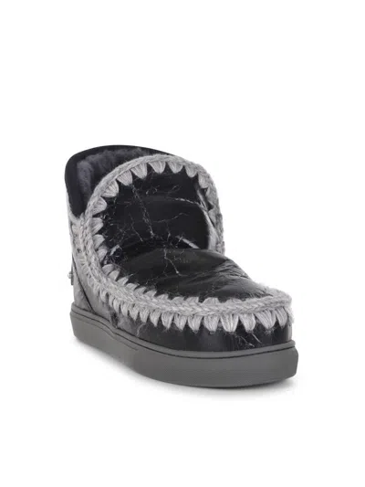 Mou Boots  Sneakers Metal Logo Made In Suede In Black