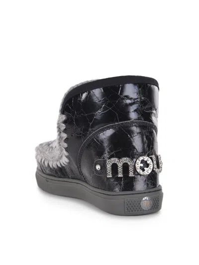 Mou Boots  Sneakers Metal Logo Made In Suede In Black