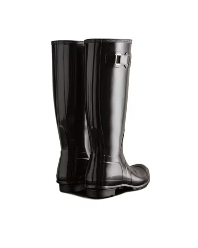 Hunter Womens Black Original Gloss Rubber Wellington Boots In Black