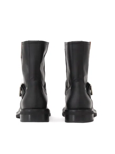 Via Roma 15 Nickel Buckel Boots In Black