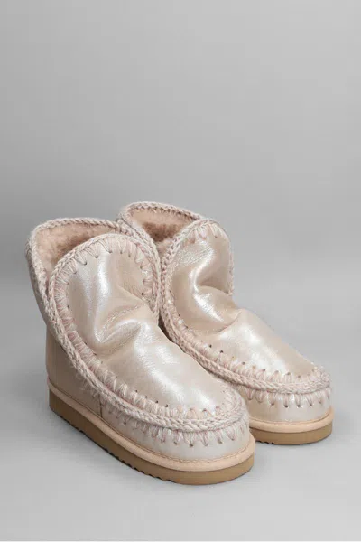 Mou Eskimo 18 Low Heels Ankle Boots In Pink