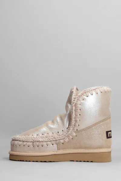 Mou Eskimo 18 Low Heels Ankle Boots In Pink