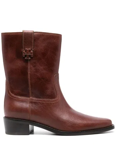 Tory Burch Women's Cirty Western Leather Boots In Brown