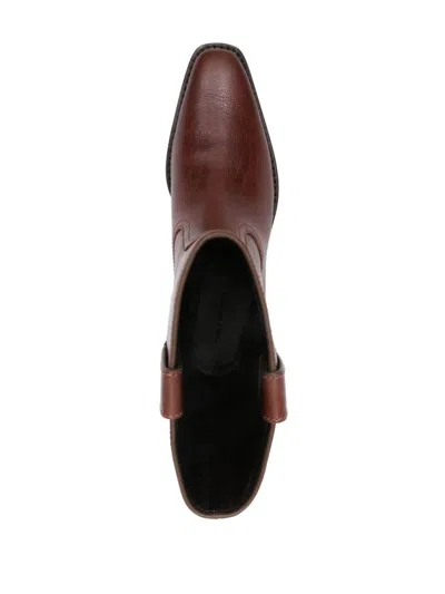 Shop Tory Burch Cirty Western Leather Boots In Brown