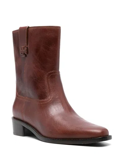 Tory Burch Women's Cirty Western Leather Boots In Brown