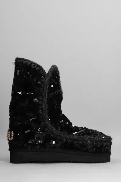Mou Eskimo Sequin-embellished Boots In Black
