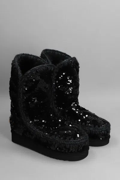 Mou Eskimo Sequin-embellished Boots In Black