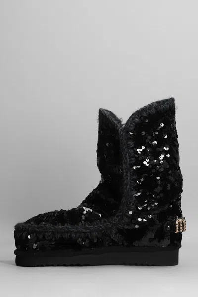 Mou Eskimo Sequin-embellished Boots In Black