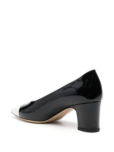 Carel Paris Edith' Black Pumps With Contrasting Toe In Leather In Vernis Noir Ivoire
