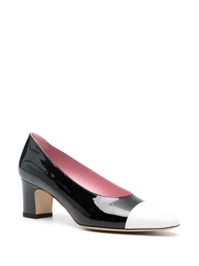 Carel Paris Edith' Black Pumps With Contrasting Toe In Leather In Vernis Noir Ivoire