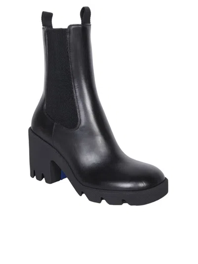 Burberry Stride 85 Leather Chelsea Heeled Boots In Black