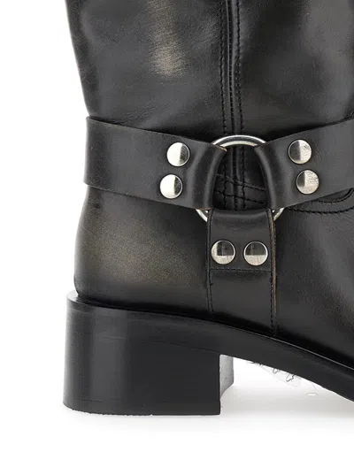 Strategia Black Ankle Boots With Studs And Ring In Black