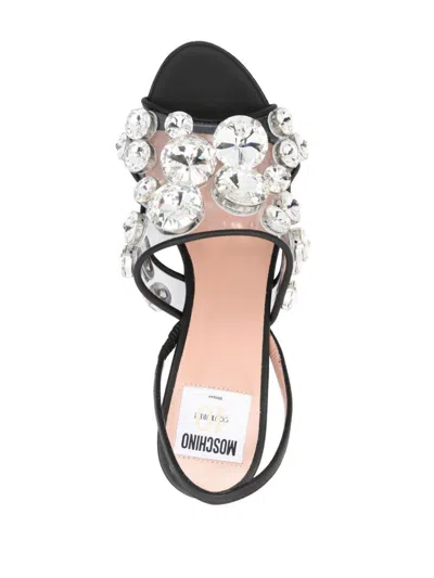Moschino Black Maxi Crystal Slingback Heels In Black