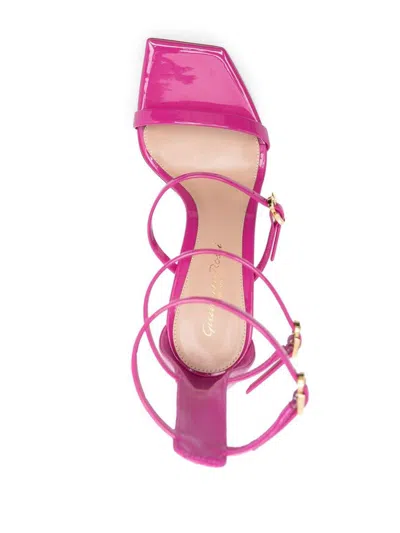 Gianvito Rossi Ribbon Uptown Patent High Heel Sandals In Purple