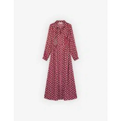 Maison Kitsuné Kitsuné Scarf Long Dress In Floral Stripes Printed Technic In Brown