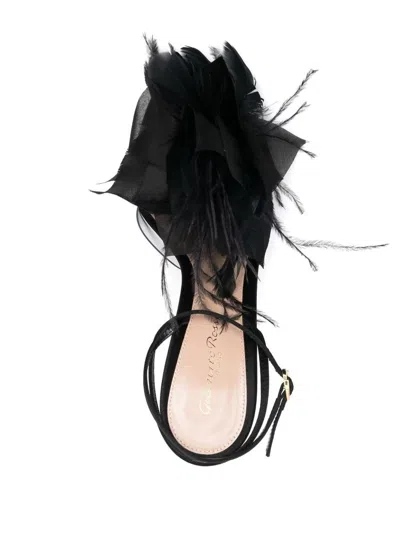 Gianvito Rossi Ynez 105mm Feather-embellished Sandals In Black
