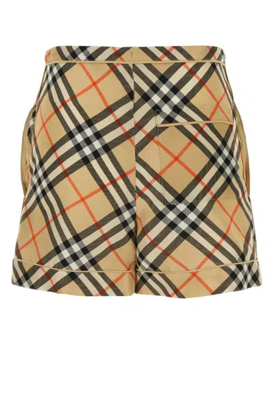 Burberry Check Ekd Drawstring Pull-on Shorts In Printed