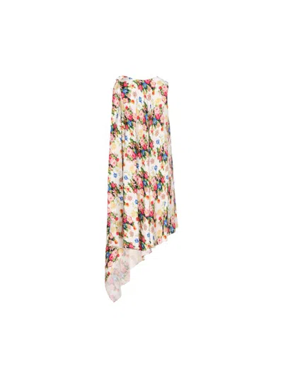 Loewe Abito In Seta Stampata Donna In Multicolor/soft Pink