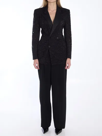Saint Laurent Double-breasted Jacket In Wool In Black