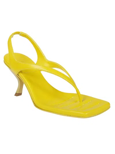 Gia Borghini Giaborghini Slingback Suede Sandals With Spool Heel 11 Cm In Yellow