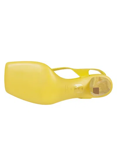 Gia Borghini Giaborghini Slingback Suede Sandals With Spool Heel 11 Cm In Yellow