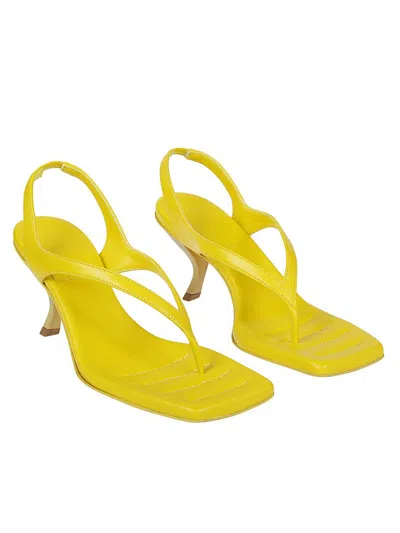 Gia Borghini Giaborghini Slingback Suede Sandals With Spool Heel 11 Cm In Yellow