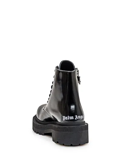 Palm Angels Black Leather Ankle Boots In Black