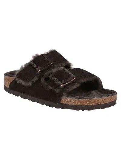 Birkenstock Arizona Shearling Sandals In Brown