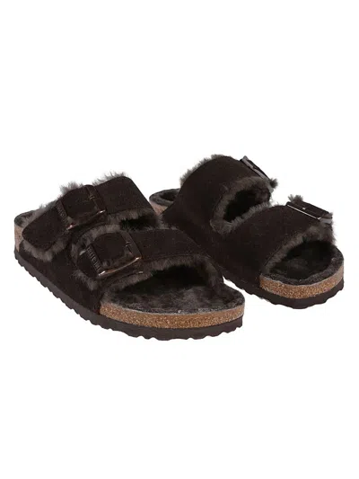 Birkenstock Arizona Shearling Sandals In Brown