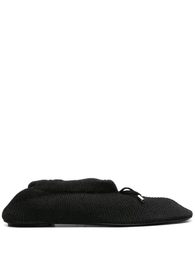 Totême The Gathered Satin Ballet Flats In Black