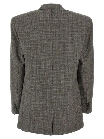 Stella Mccartney Women's Embroidered Wool Oversize Blazer In Gray