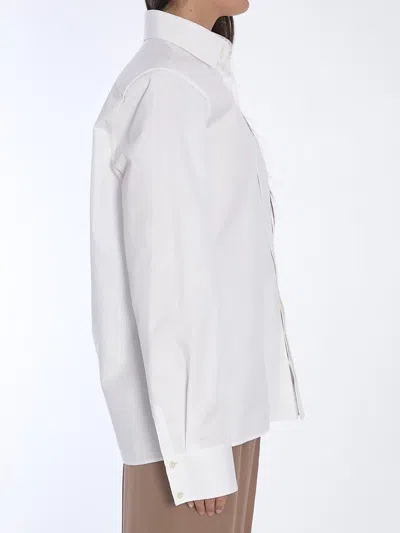 Saint Laurent Cotton Shirt With Buttoned Cuffs And Straight Hem In White