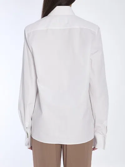 Saint Laurent Cotton Shirt With Buttoned Cuffs And Straight Hem In White