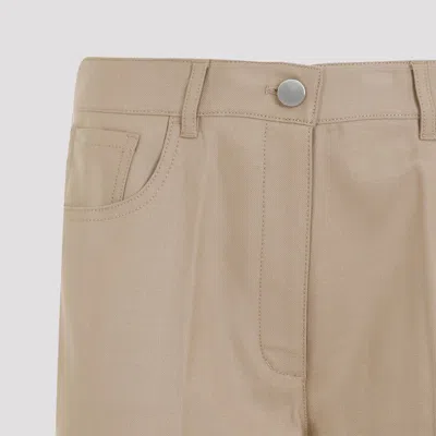 Theory Camel Brown Wool Pants In Beige