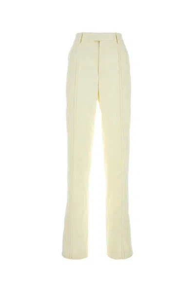 Bottega Veneta Linen Wide-leg Pants For Modern Women In Yellow