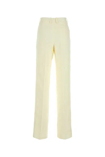 Bottega Veneta Linen Wide-leg Pants For Modern Women In Yellow