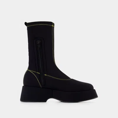 Ganni Retro Flatform Sockboot In Black