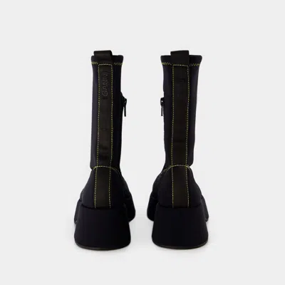 Ganni Retro Flatform Sockboot In Black