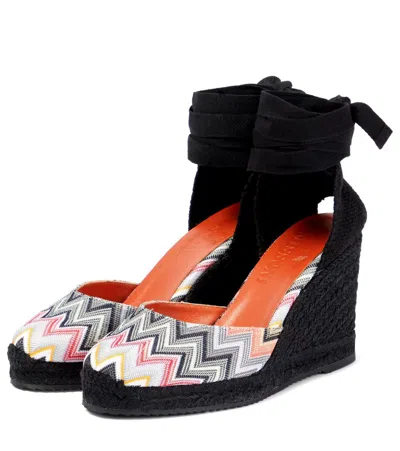 Missoni 100mm Zigzag-pattern Espadrilles In Black
